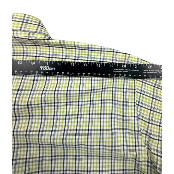 THOMAS DEAN Button Down Shirt Mens XXL Tall Green Plaid Cotton Long Sleeve - Picture 6 of 10